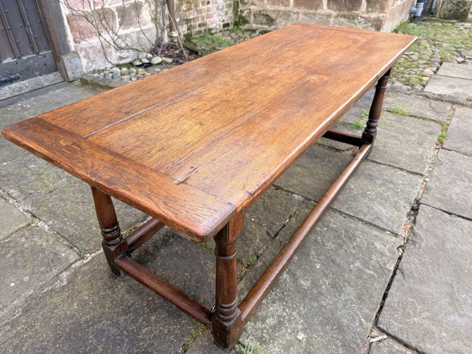 photo for sale Antique English Country Rustic Farmhouse Refectory  Kitchen Dining Table C1850