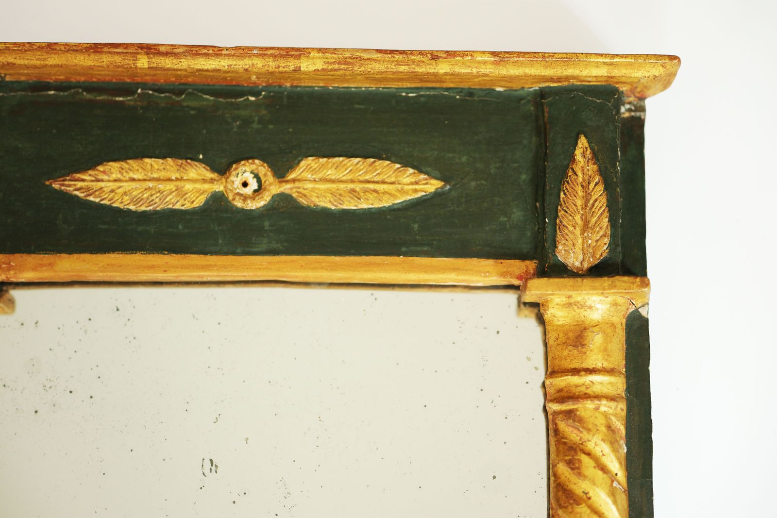 Rectangular Mirror In Green Lacquered & Gilded Wood, 19th Century French Empire Period photo 850.0
