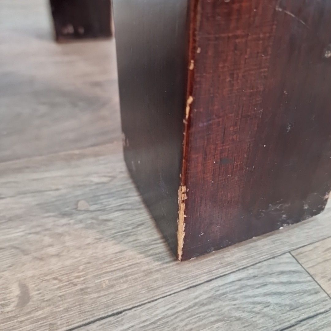 photo for sale Vintage Coffee Side Table Rustic Wooden Chunky Farmhouse Style Retro Square