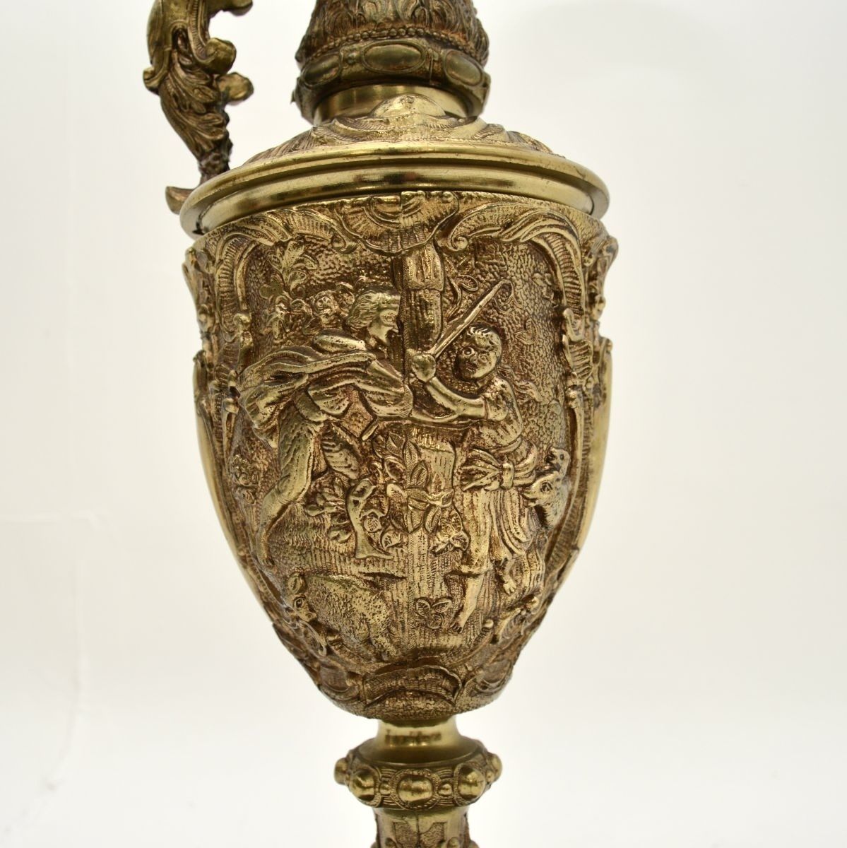 Pair Of Antique French Gilt Metal And Marble Table Lamps photo Lighting