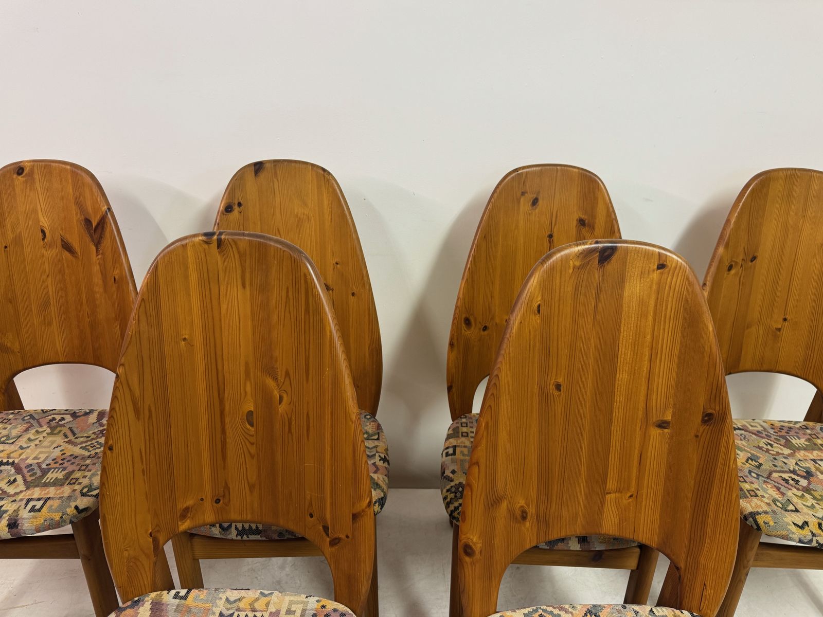 Set Of Six Danish High Back Pine Dining Chairs By Niels Koefod For Glostrup photo Furniture