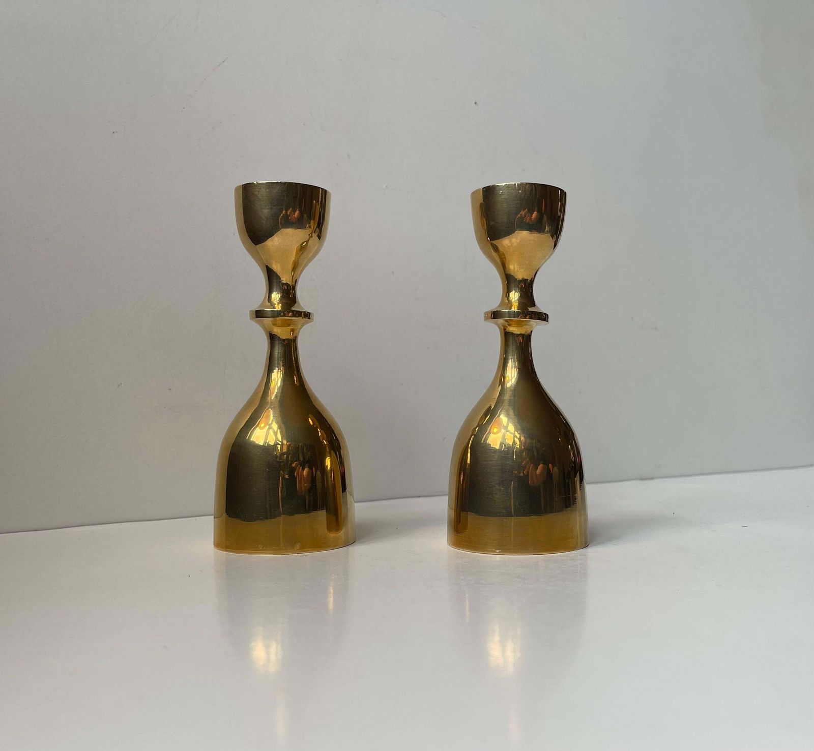 Pair Of Brass Candlesticks In Jens Harald Quistgaard Style, 1970s photo for sale