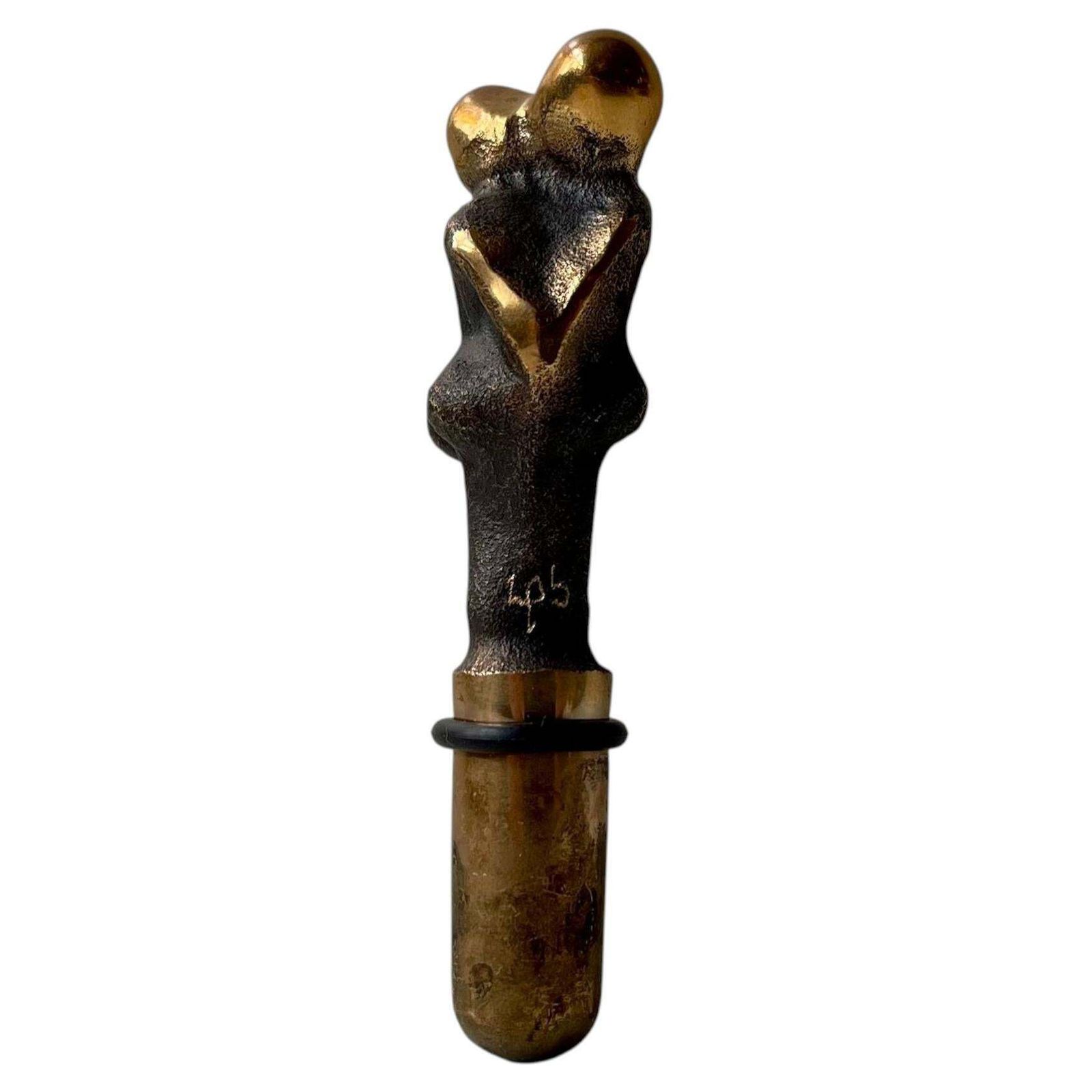 Sculptural Decanter Stopper In Bronze 'Symbiosis' By Lene Purkaer