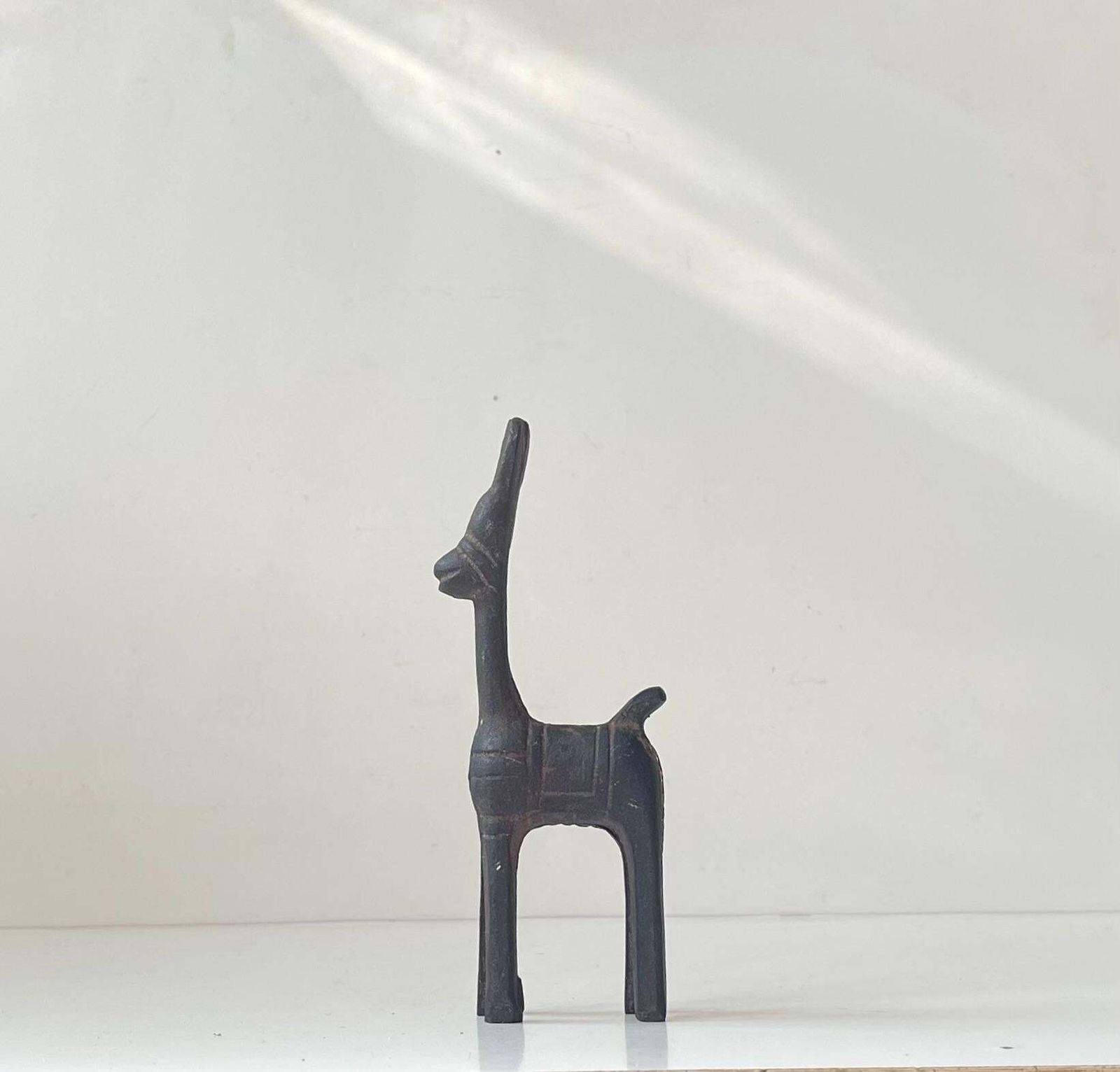 Old Bankura Naive Horse Figurine In Cast Iron, Mid 20th Century photo for sale