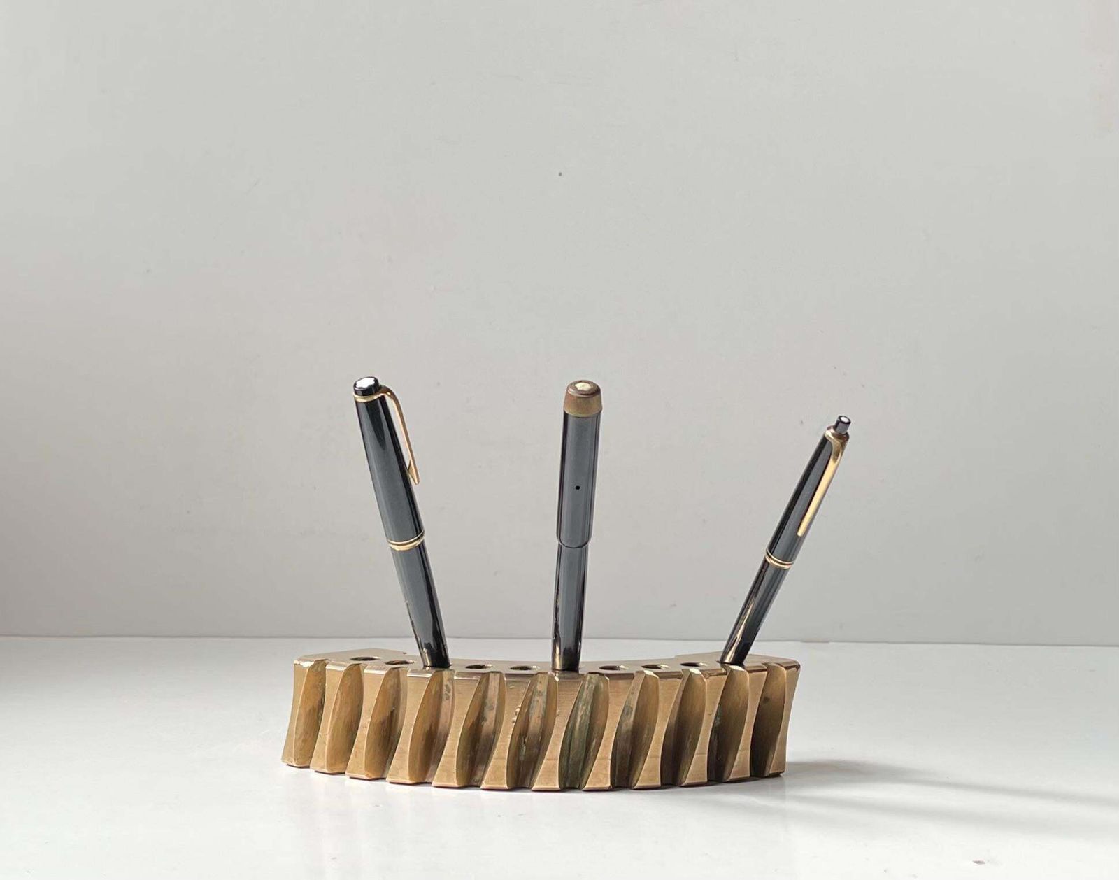 photo for sale Scandinavianbrutalist Object In Polished Bronze   Gear Fragment Penholder, 1970s