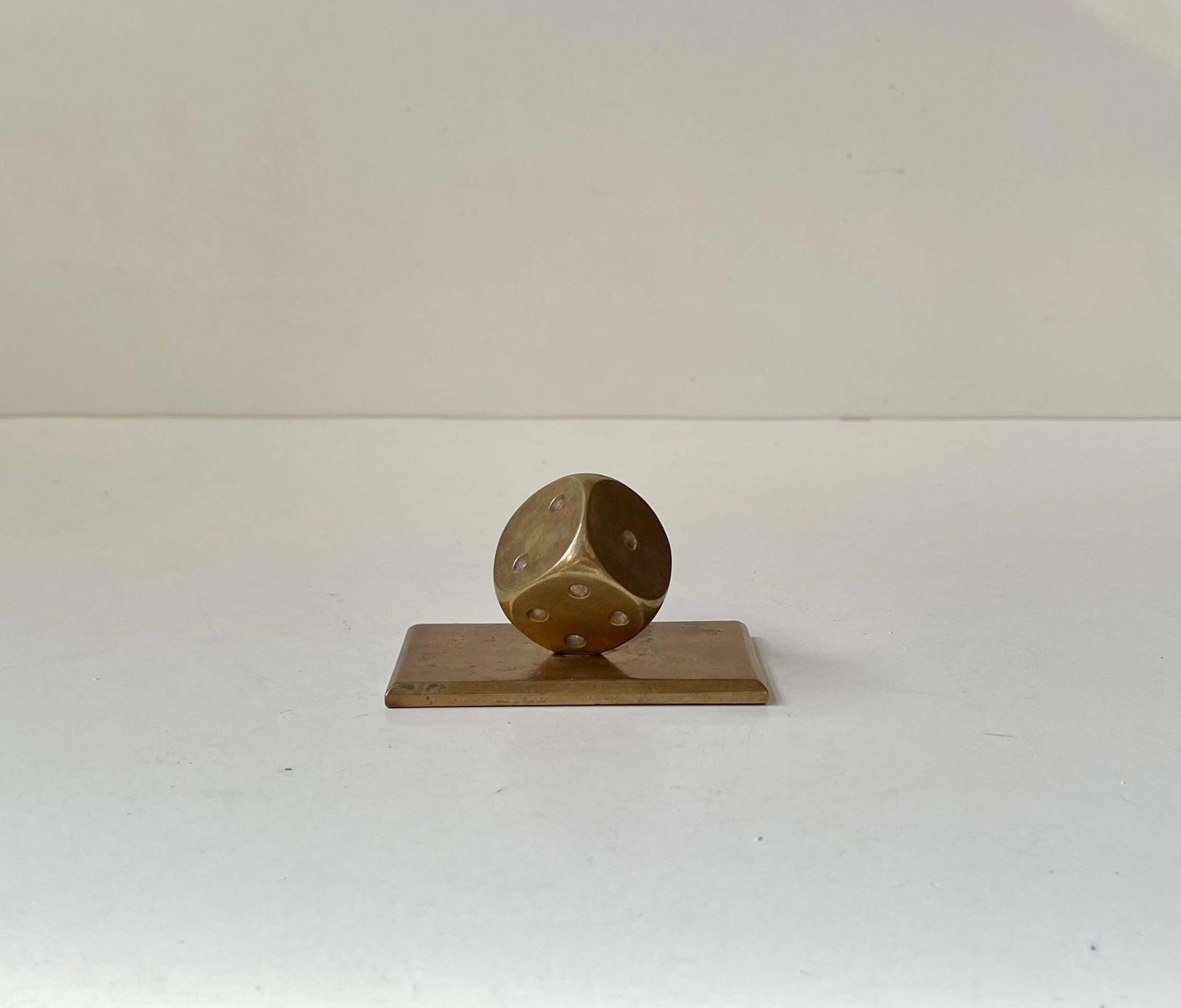 Art Deco Desk Sculpture Or Paperweight Of Dice In Bronze, 1930s photo for sale
