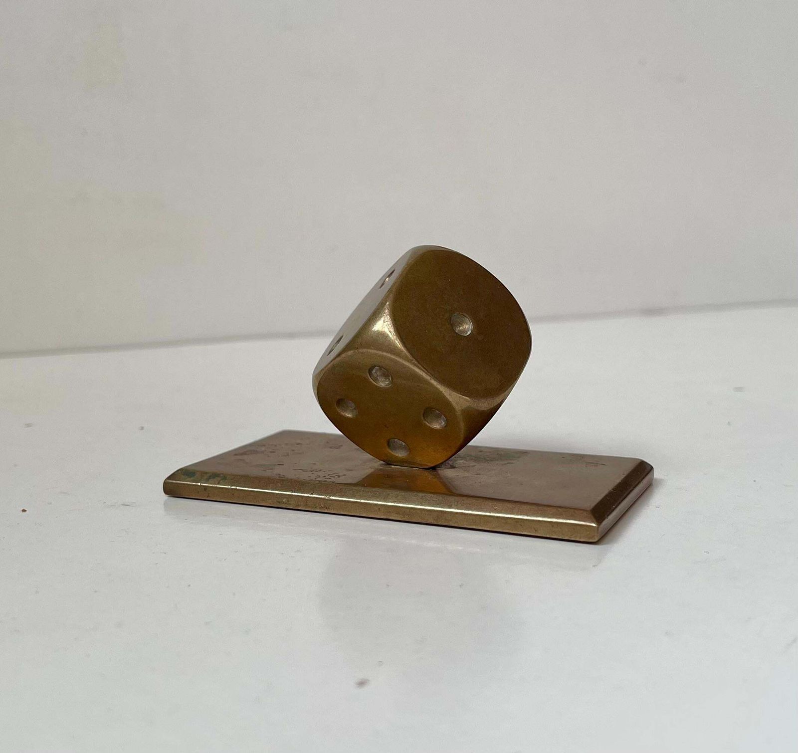 Art Deco Desk Sculpture Or Paperweight Of Dice In Bronze, 1930s photo 278.0