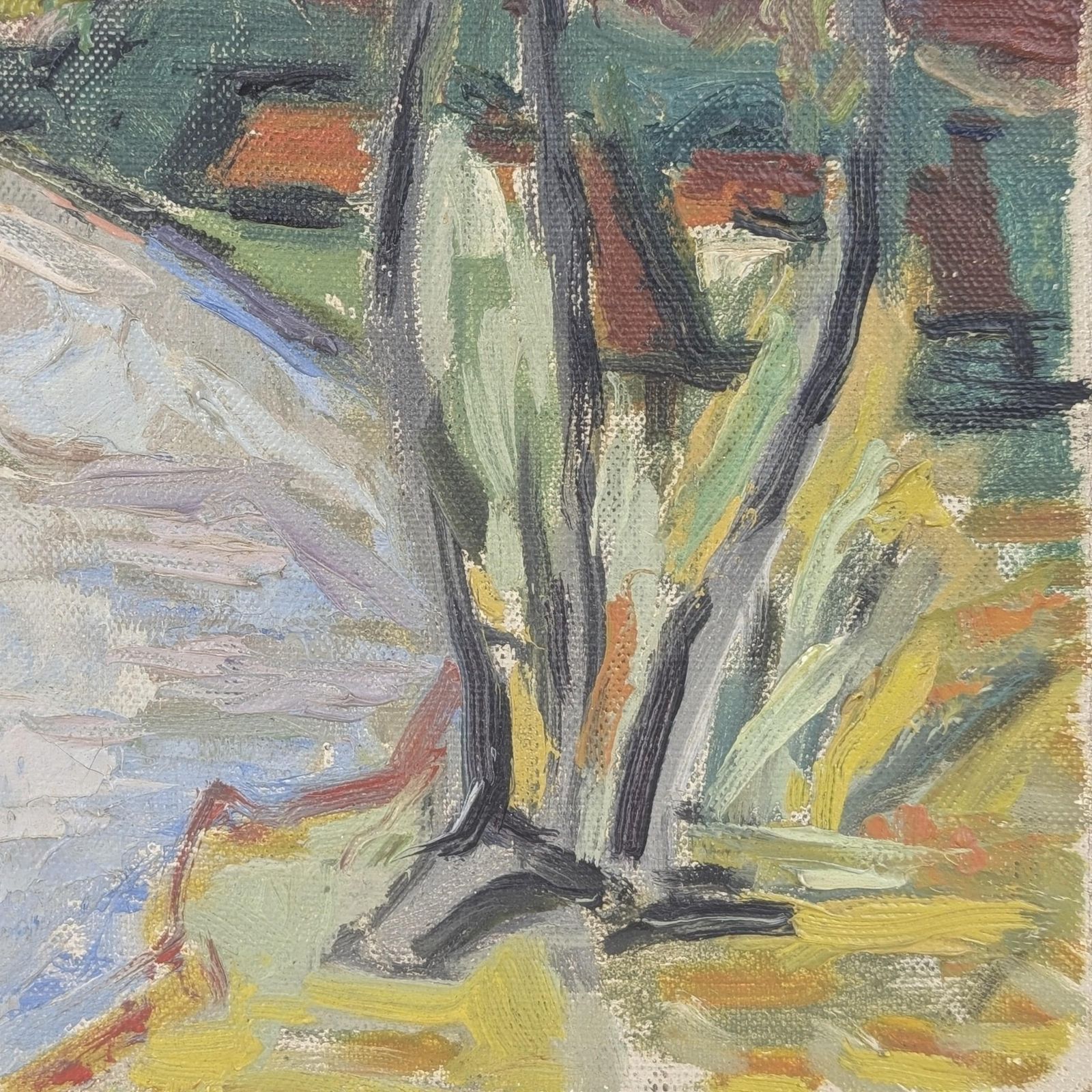 Vintage Impressionist River Landscape Oil Painting By Marx, French Countryside Art photo 226.0