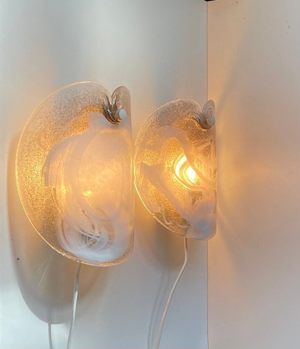 Danish Modern Art Glass Wall Sconces By Per Lütken For Holmegaard, 1970s, Set Of 2 photo Lighting