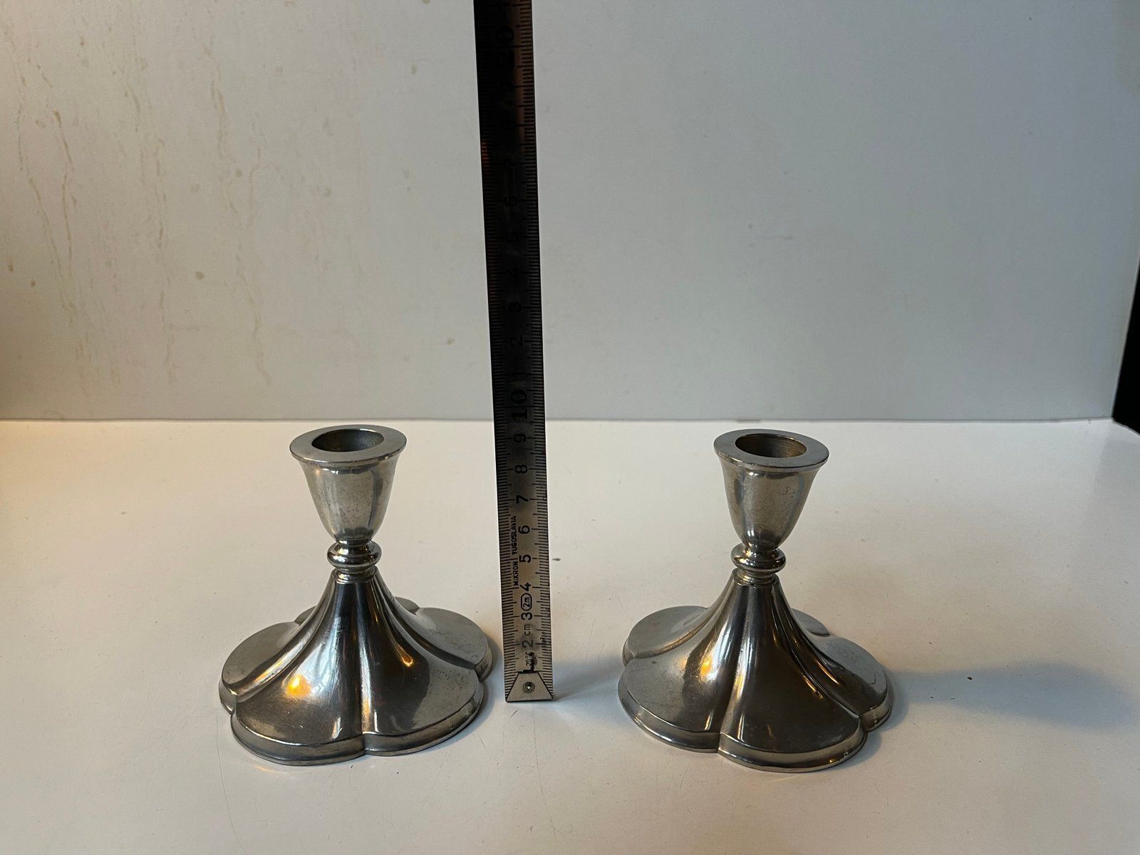 photo for sale Art Deco Pewter Candlesticks By Just Andersen, 1930s, Set Of 2