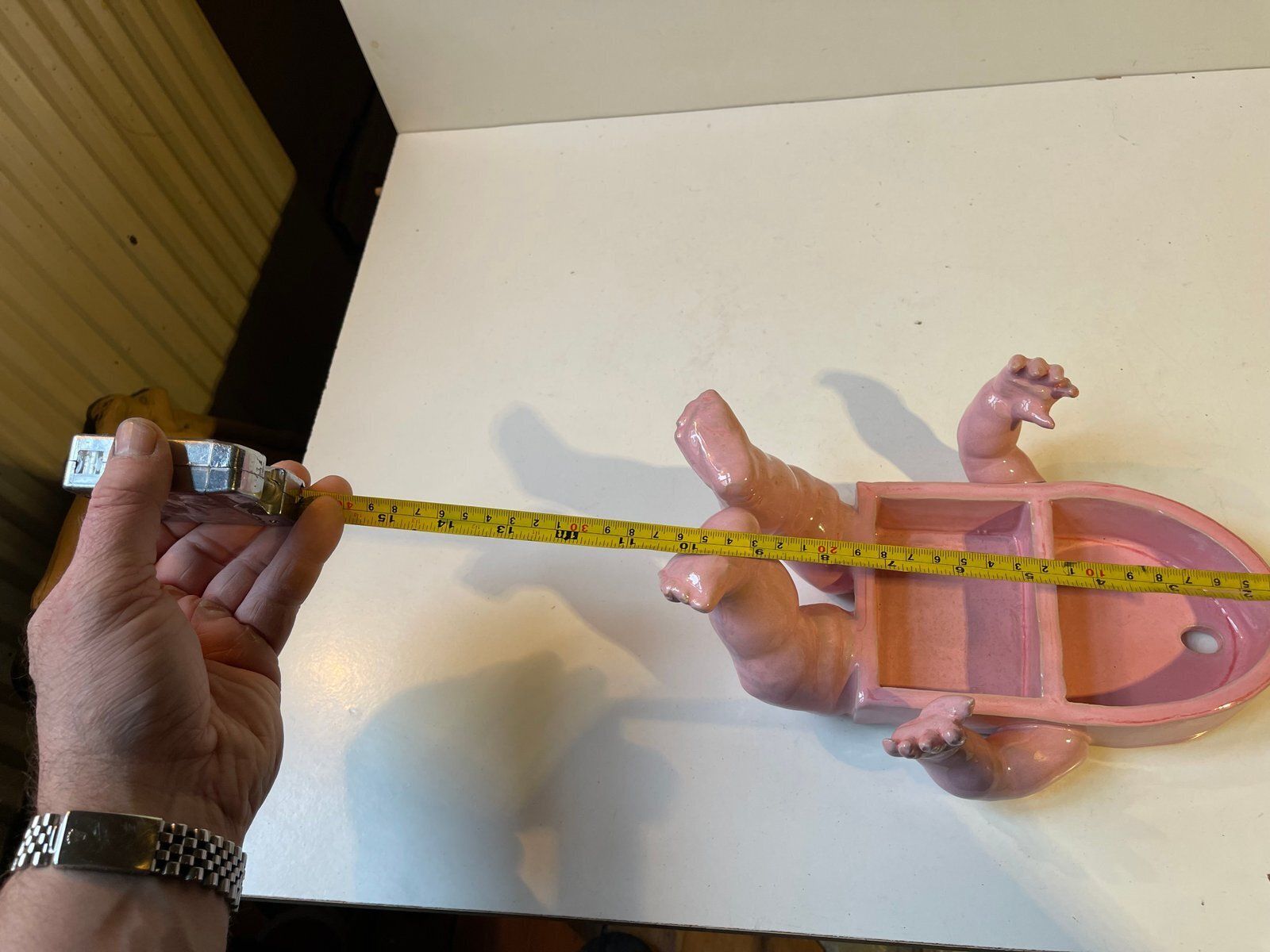Surrealist Baby Body Vanity Shelf In Pink Glazed Ceramic, 2000s photo vinterior