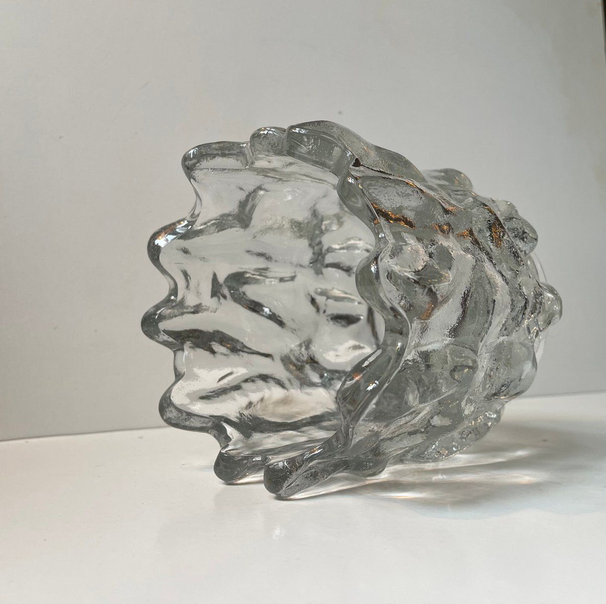 Swedish Modernist Freeform Ice Glass Vase By Göran Wärff For Kosta Boda, 1980s photo 551.0