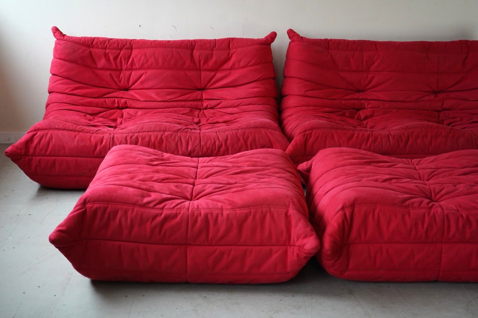 Vintage Togo Set Ligne Roset Two Sofas And Footstools photo for sale