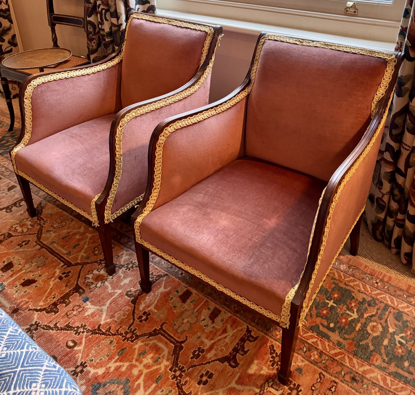 Pair Of Edwardian Mahogany Tub Salon Armchairs From 1900 photo vinterior