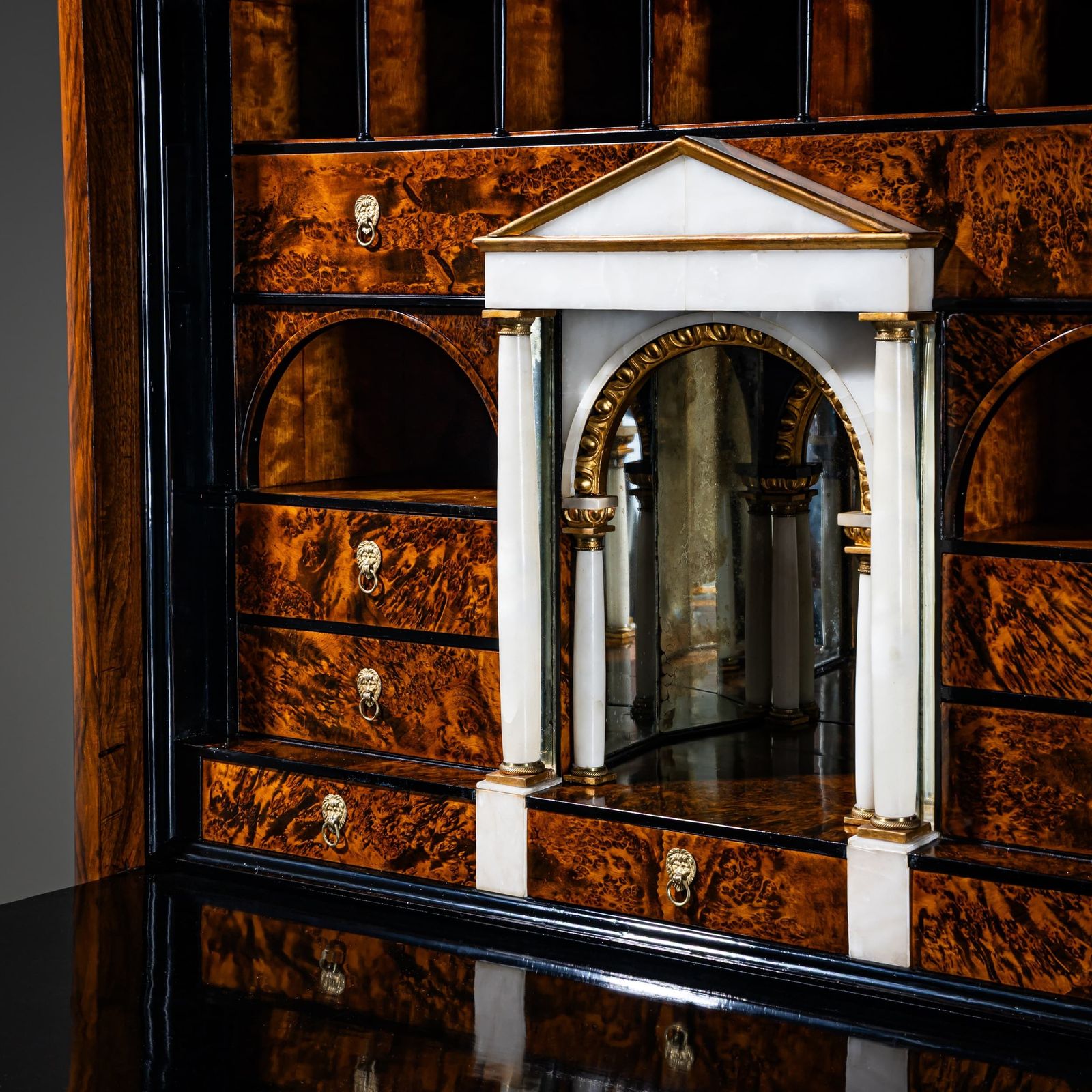 Biedermeier Secretaire In Walnoot, Oostenrijk, Ca. 1830 photo vintage