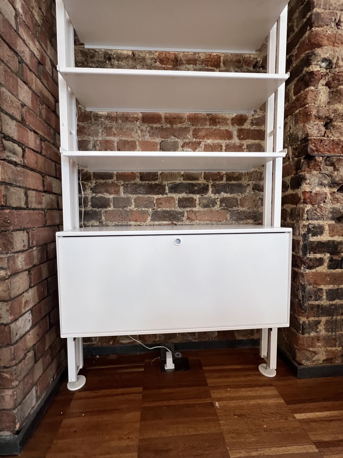 Tension Pole Shelving Unit With Storage photo for sale