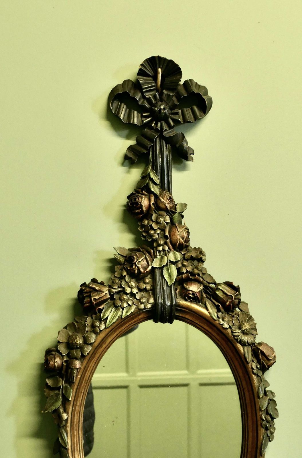 Superb Carved And Painted French Oval Mirror A Superb Piece Hand Carved photo furniture