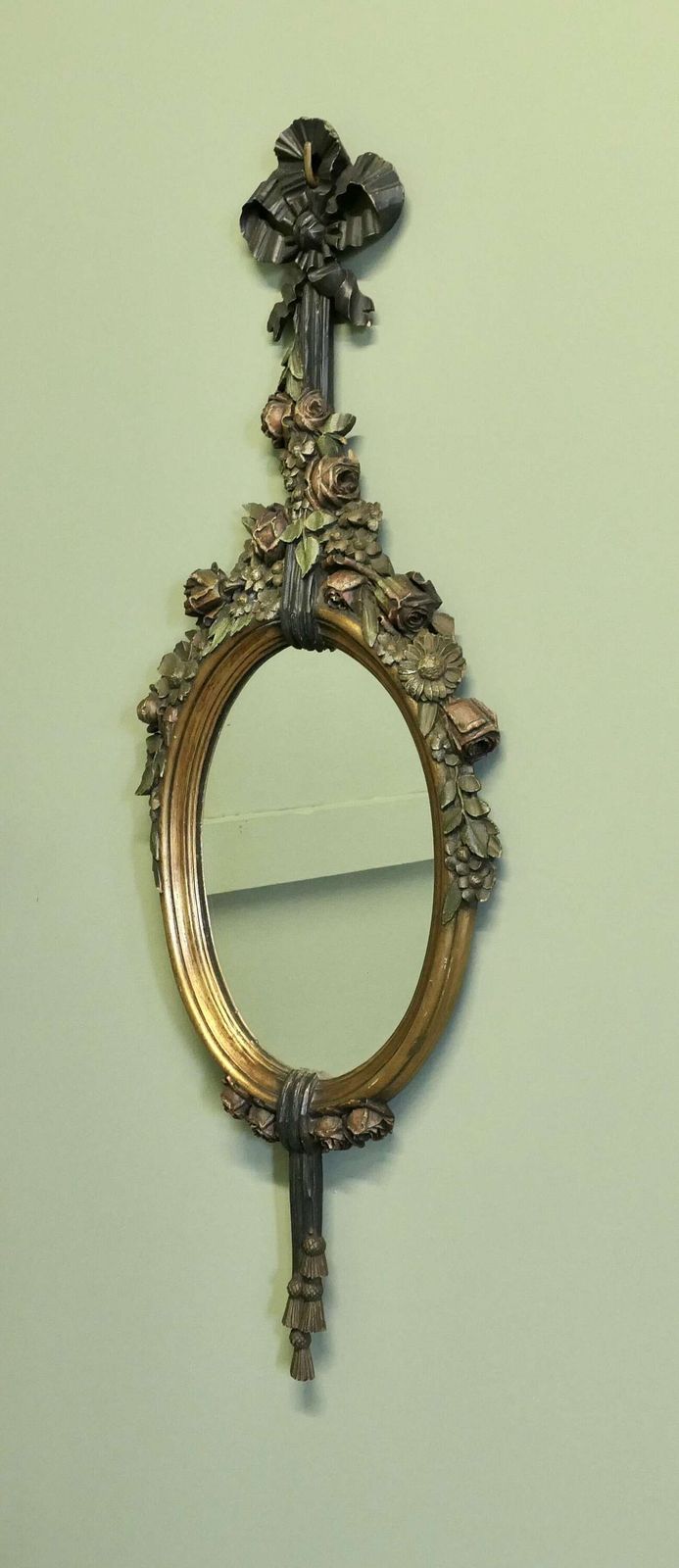 Superb Carved And Painted French Oval Mirror A Superb Piece Hand Carved photo for sale