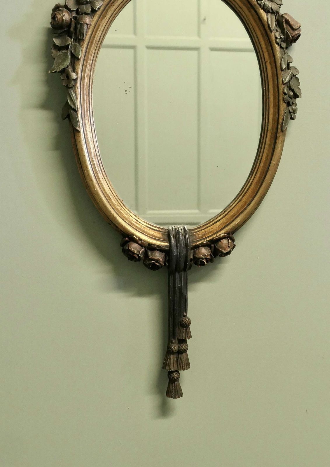 Superb Carved And Painted French Oval Mirror A Superb Piece Hand Carved photo Home Decor