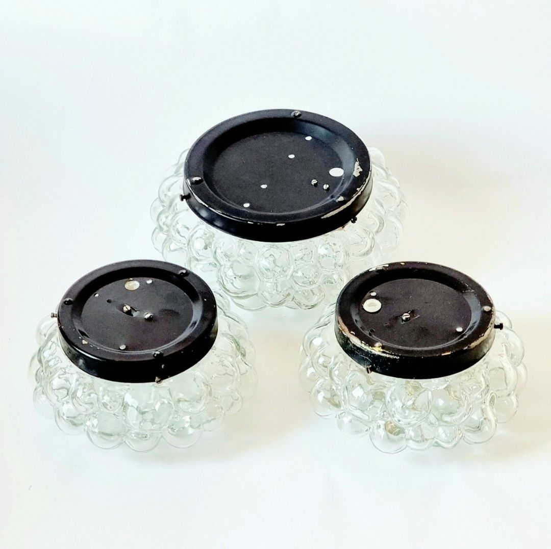 photo for sale Set Of Mid Century Glass Ceiling Light & 2 Wall Lights By Helena Tynell For Limburg, Germany, 1960s