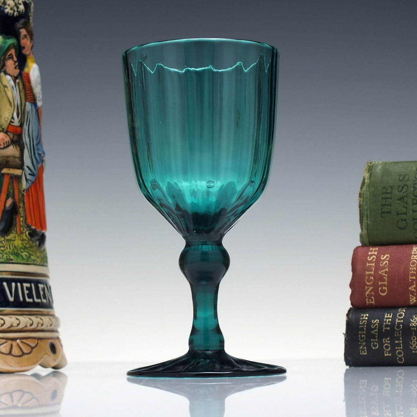 Rare 18th Century Turquoise Green Rib Moulded Wine Glass C1790