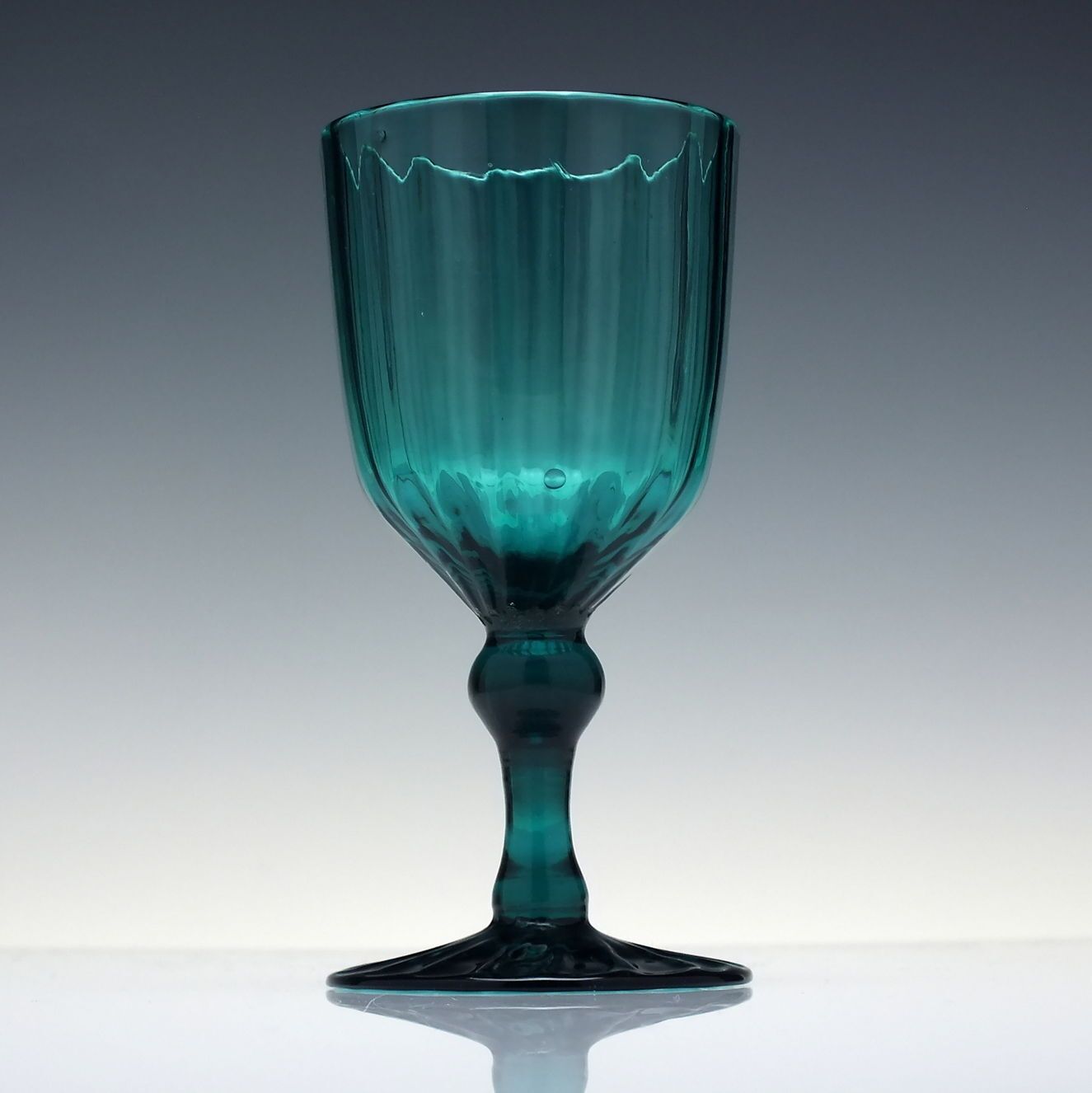 Rare 18th Century Turquoise Green Rib Moulded Wine Glass C1790 photo furniture