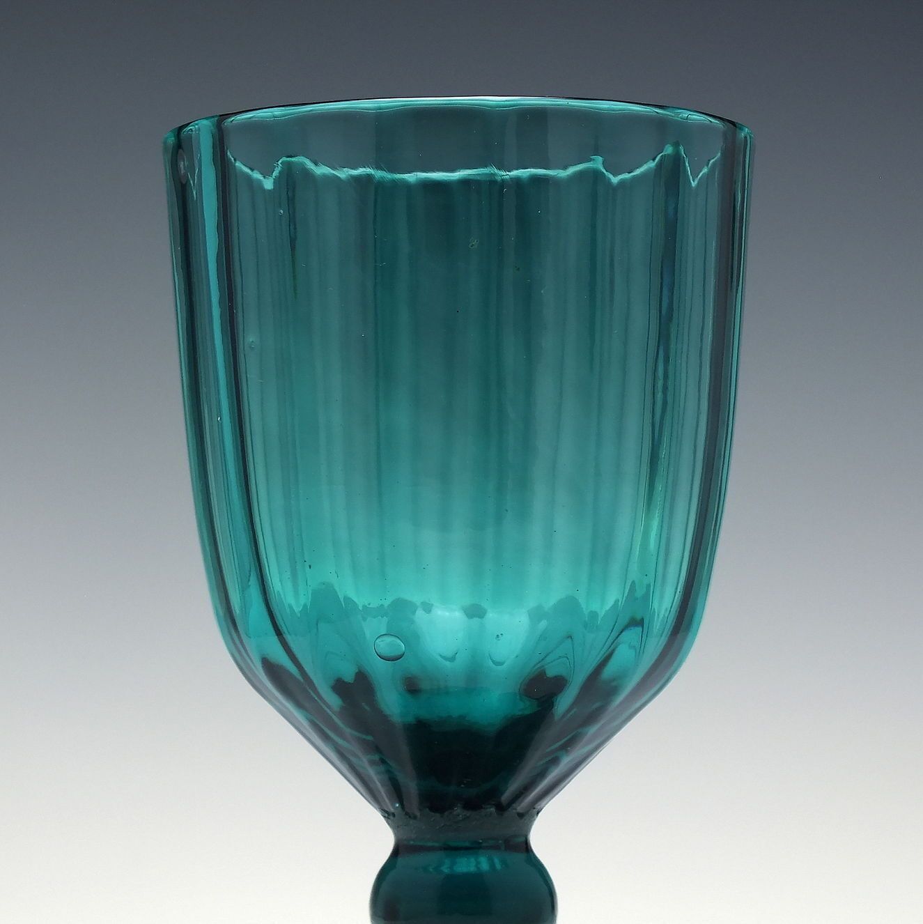 Rare 18th Century Turquoise Green Rib Moulded Wine Glass C1790 photo for sale