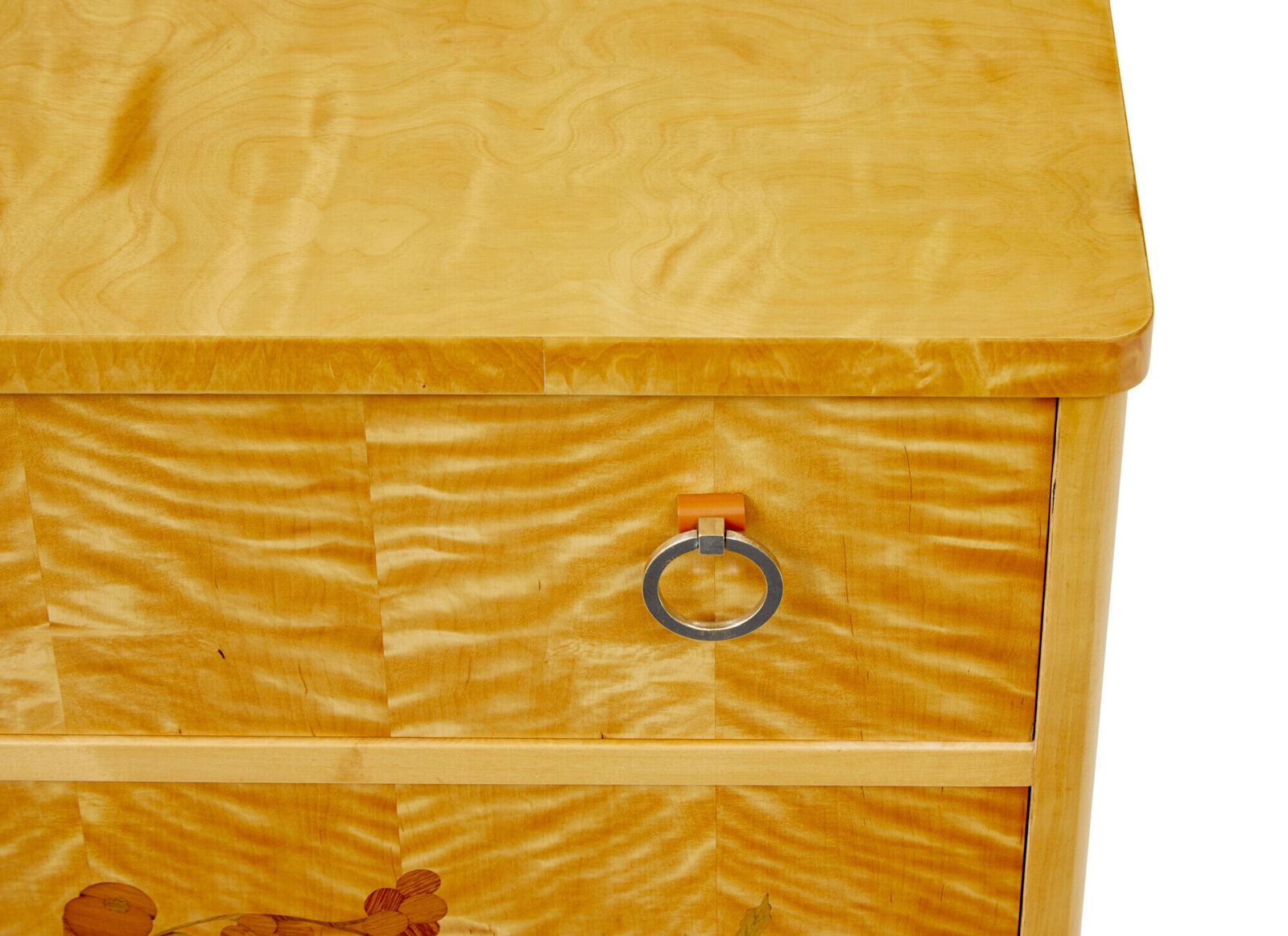 Swedish Mid Century Inlaid Birch Chest Of Drawers. photo for sale