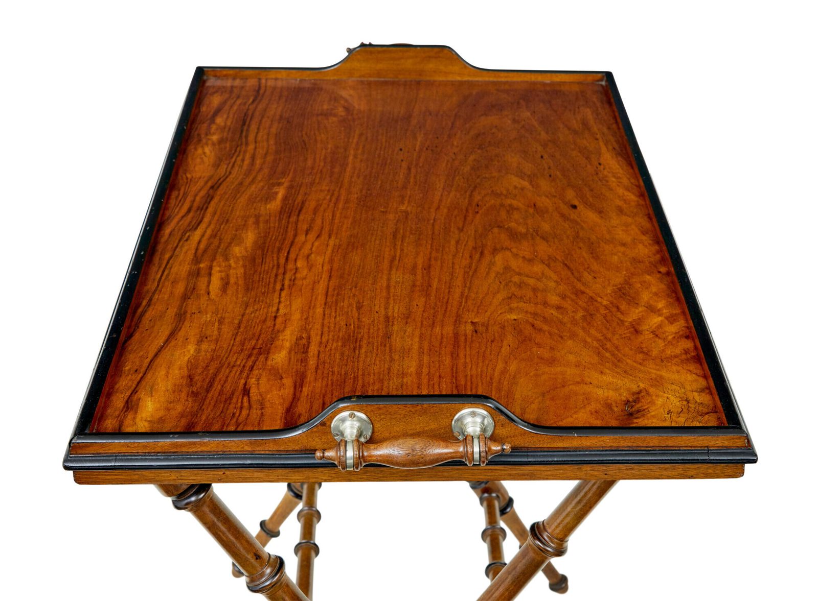 19th Century Walnut Colonial Inspired Butlers Tray On Stand. photo vintage
