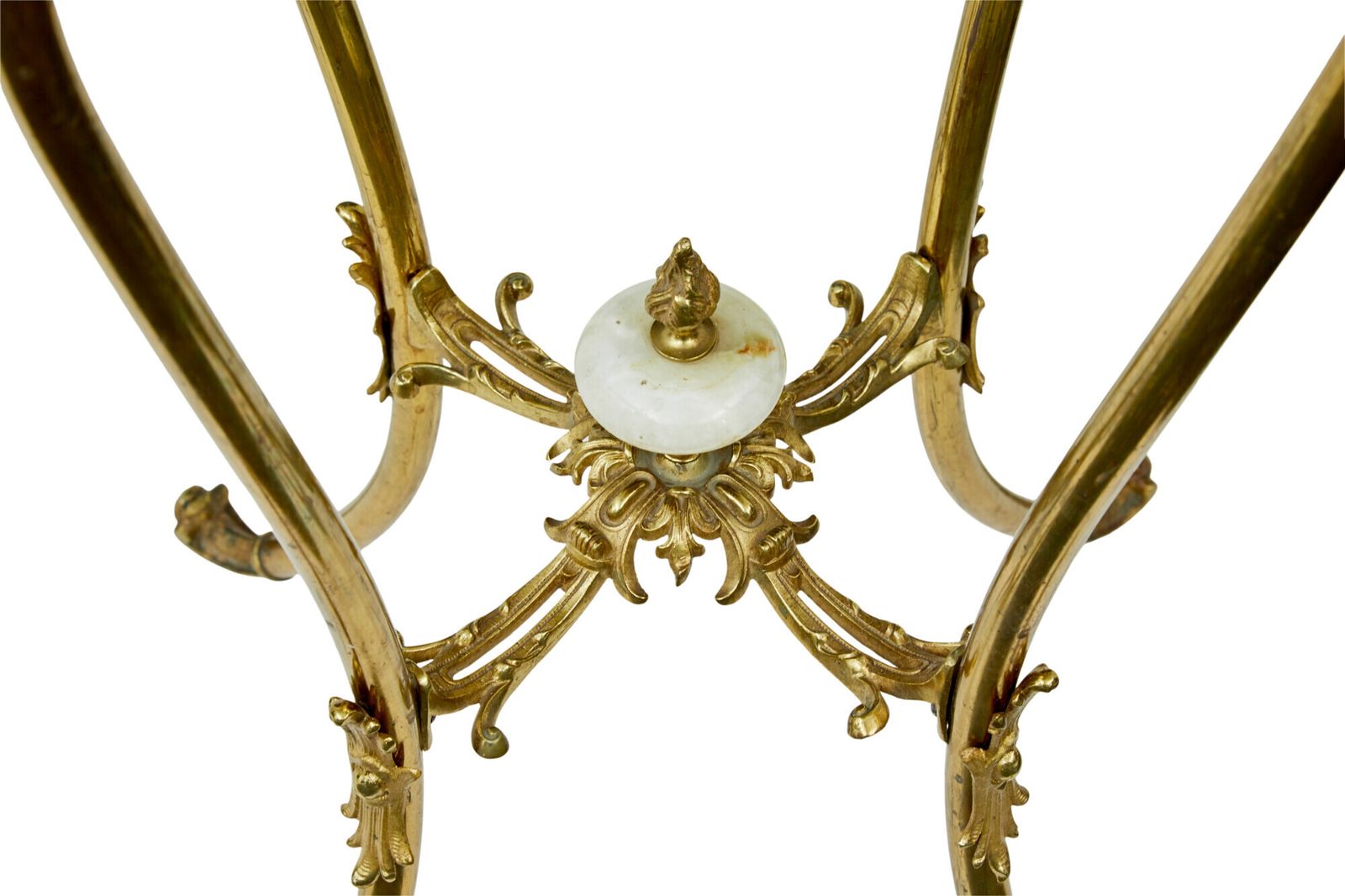 20th Century Chiseled Brass And Oynx Pedestal Table. photo for sale