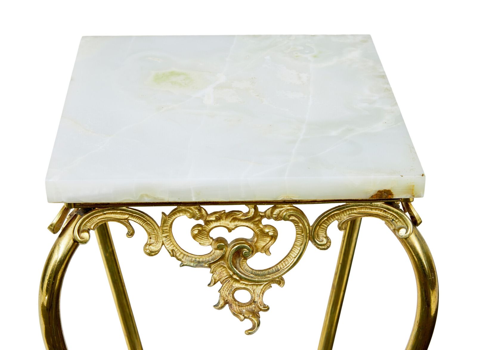20th Century Chiseled Brass And Oynx Pedestal Table. photo 1315.0