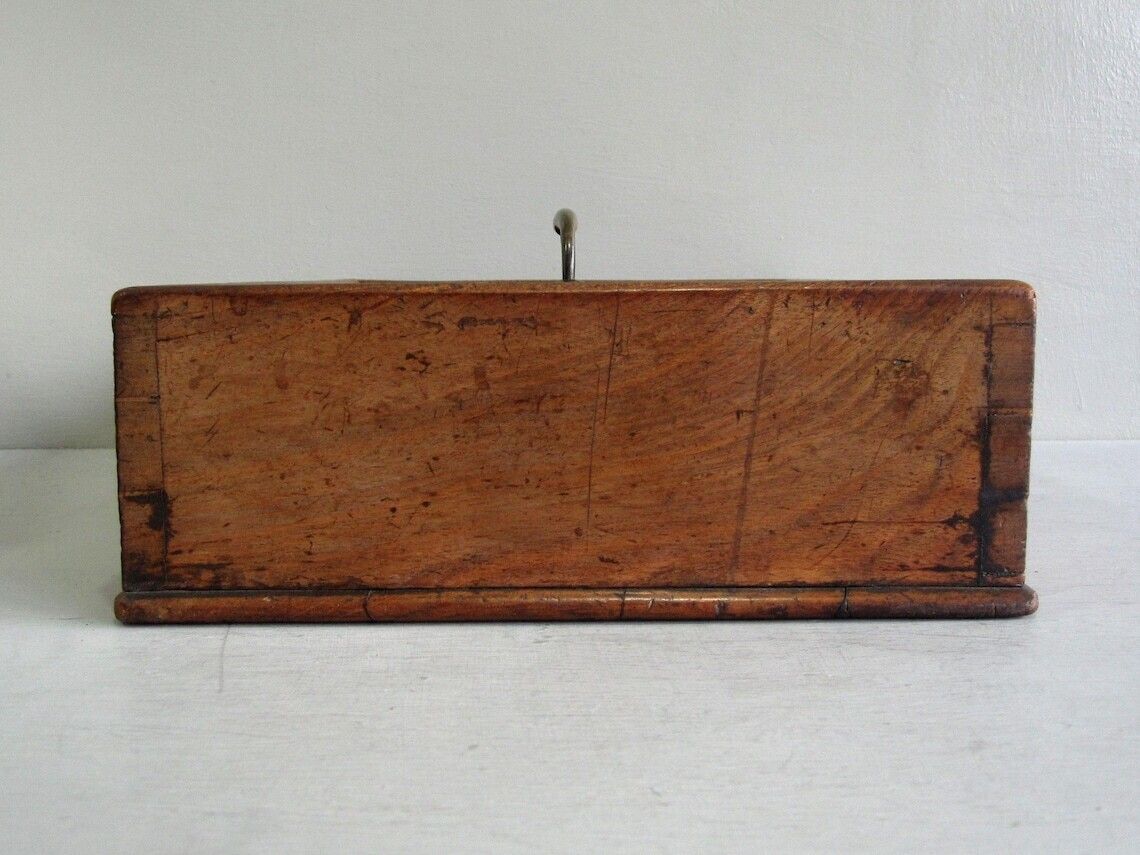 Mahogany Wood Butler's Box With Central Brass Handle photo for sale