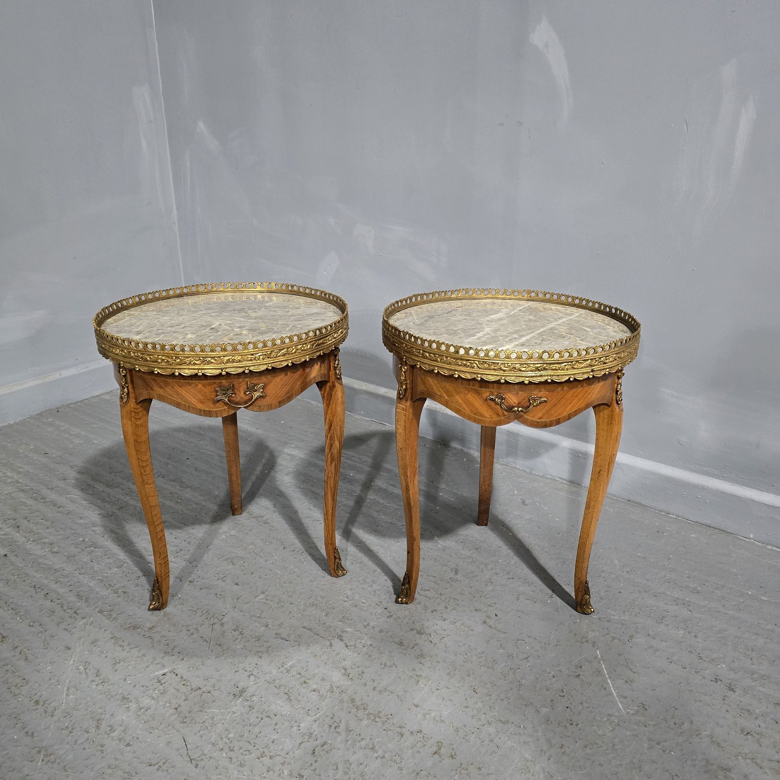 Super Pair French Kingwood Lamp Tables