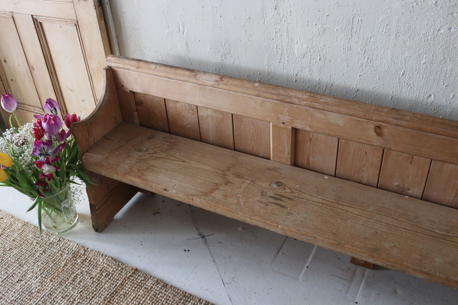 Antique Pine Children's Church Pew photo Furniture