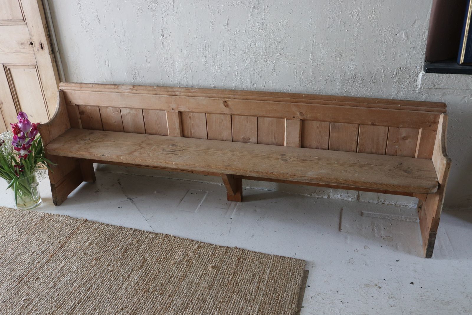 Antique Pine Children's Church Pew photo vintage