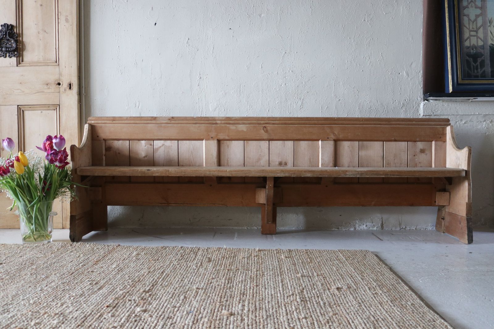 photo for sale Antique Pine Children's Church Pew