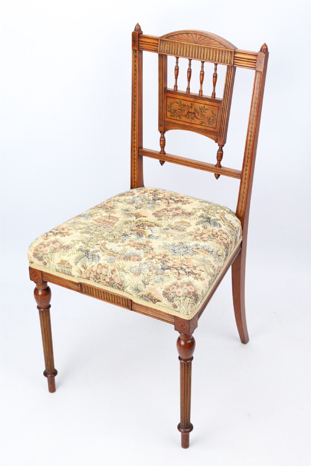 Edwardian Arts & Crafts Walnut & Gilt Side Chair photo furniture