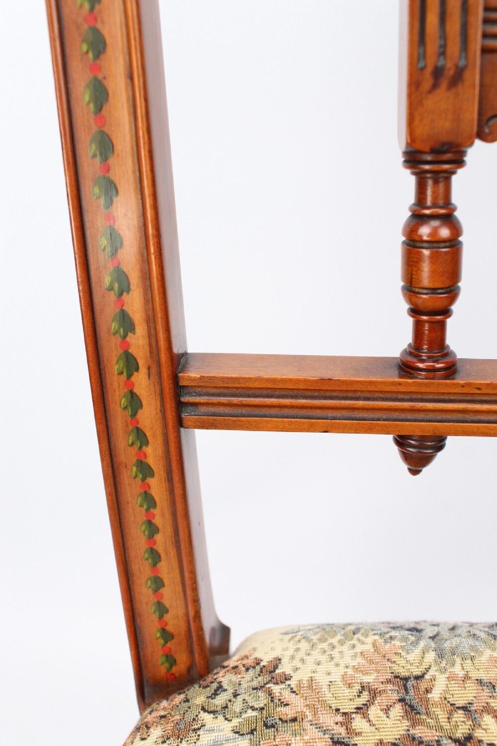 Furniture Edwardian Arts & Crafts Walnut & Gilt Side Chair photo