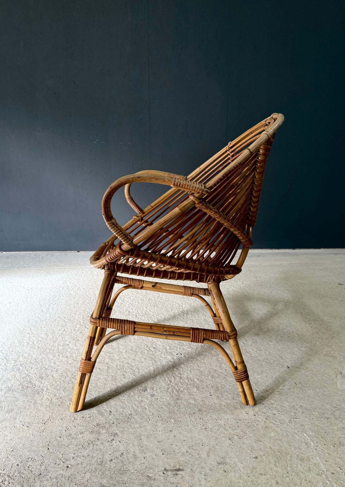 Midcentury Design Bamboo Pod Armchair, Italy 1960's photo vinterior