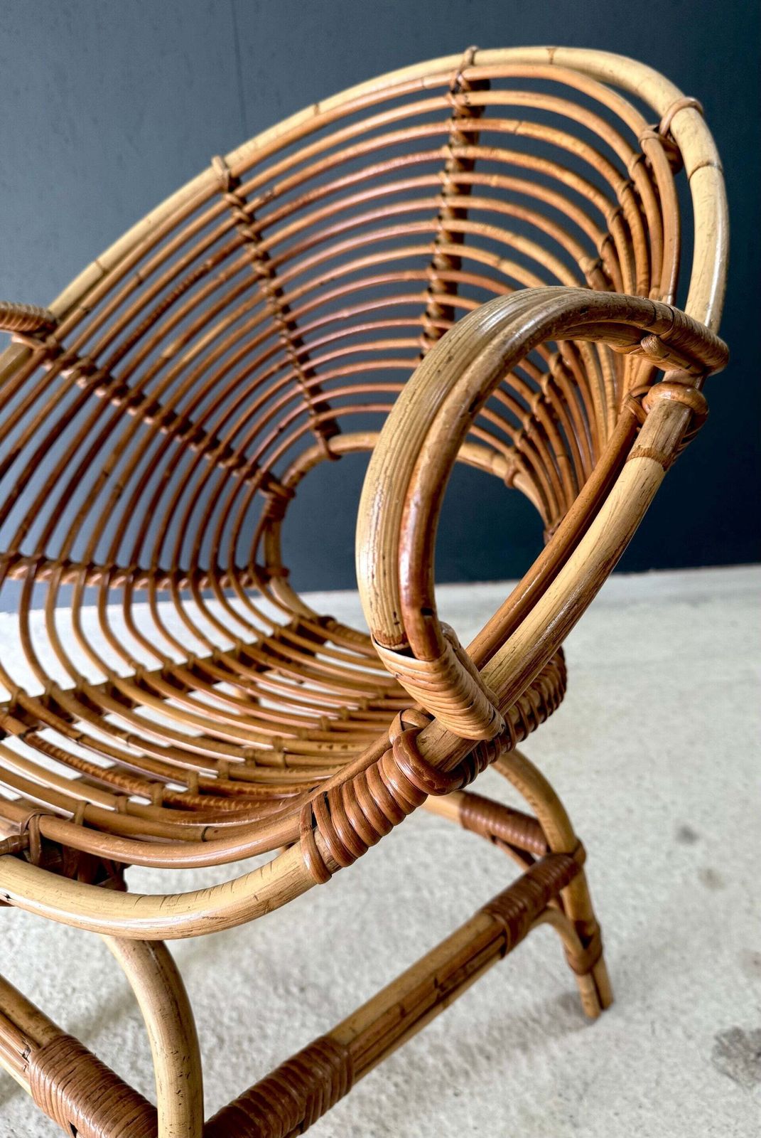 photo for sale Midcentury Design Bamboo Pod Armchair, Italy 1960's