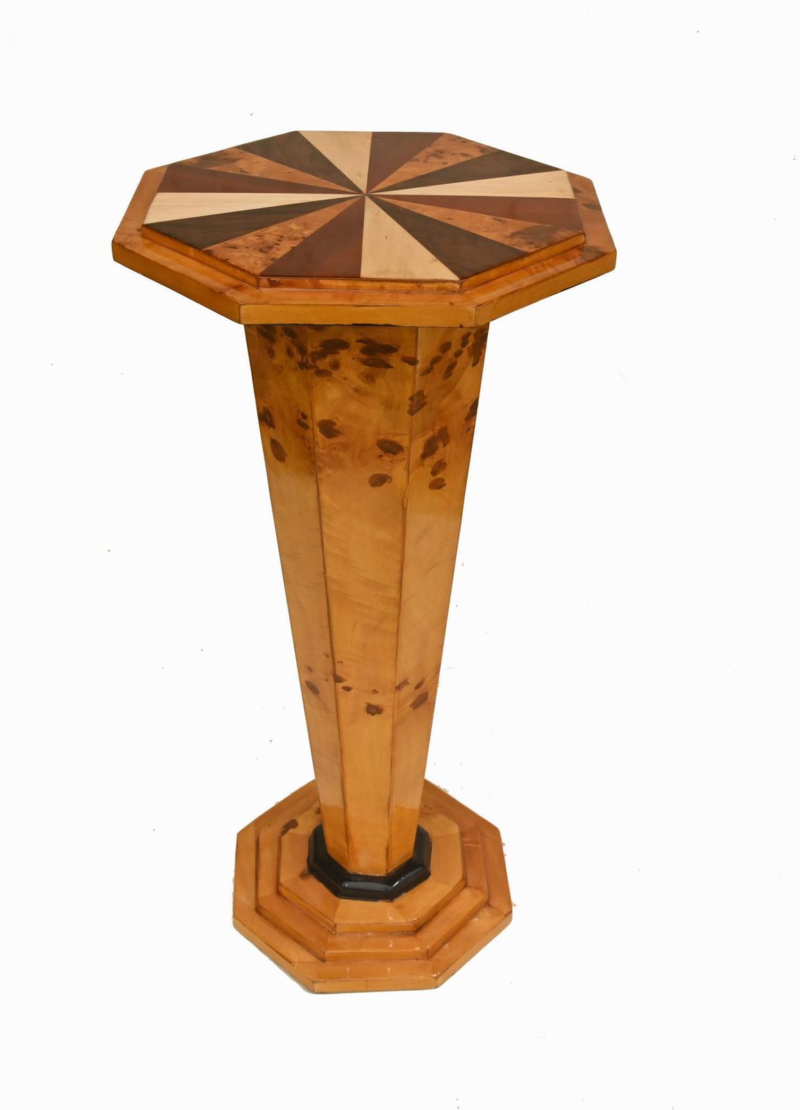 Pair Art Deco Pedestal Tables Side Stands Starburst Inlay photo furniture