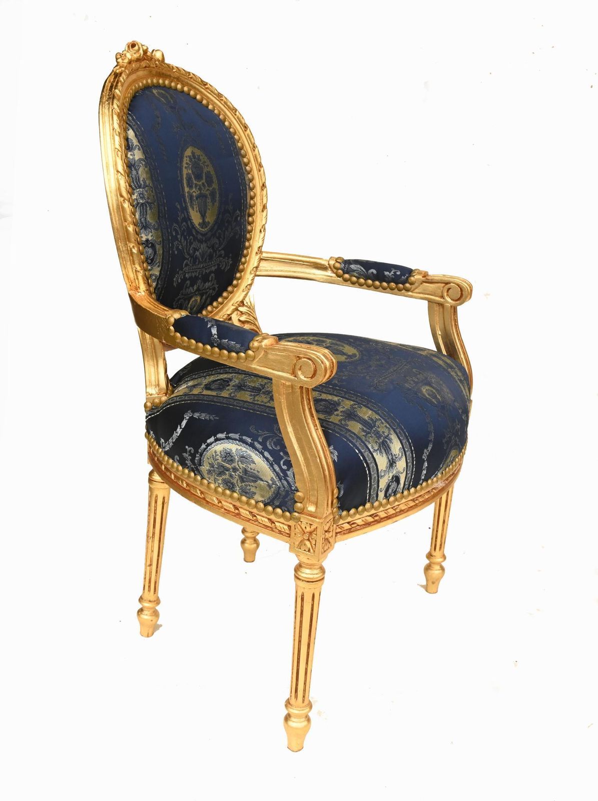 Pair French Gilt Arm Chairs Louis XVI Interiors photo for sale