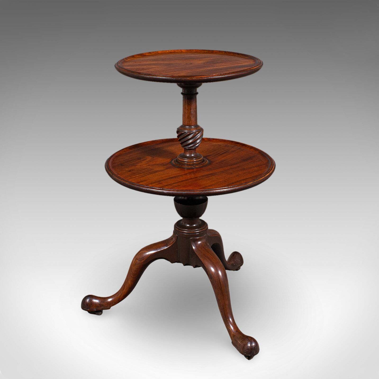 Antique Dumb Waiter, English Two Tier Afternoon Tea Serving Stand, Regency, 1820 photo for sale