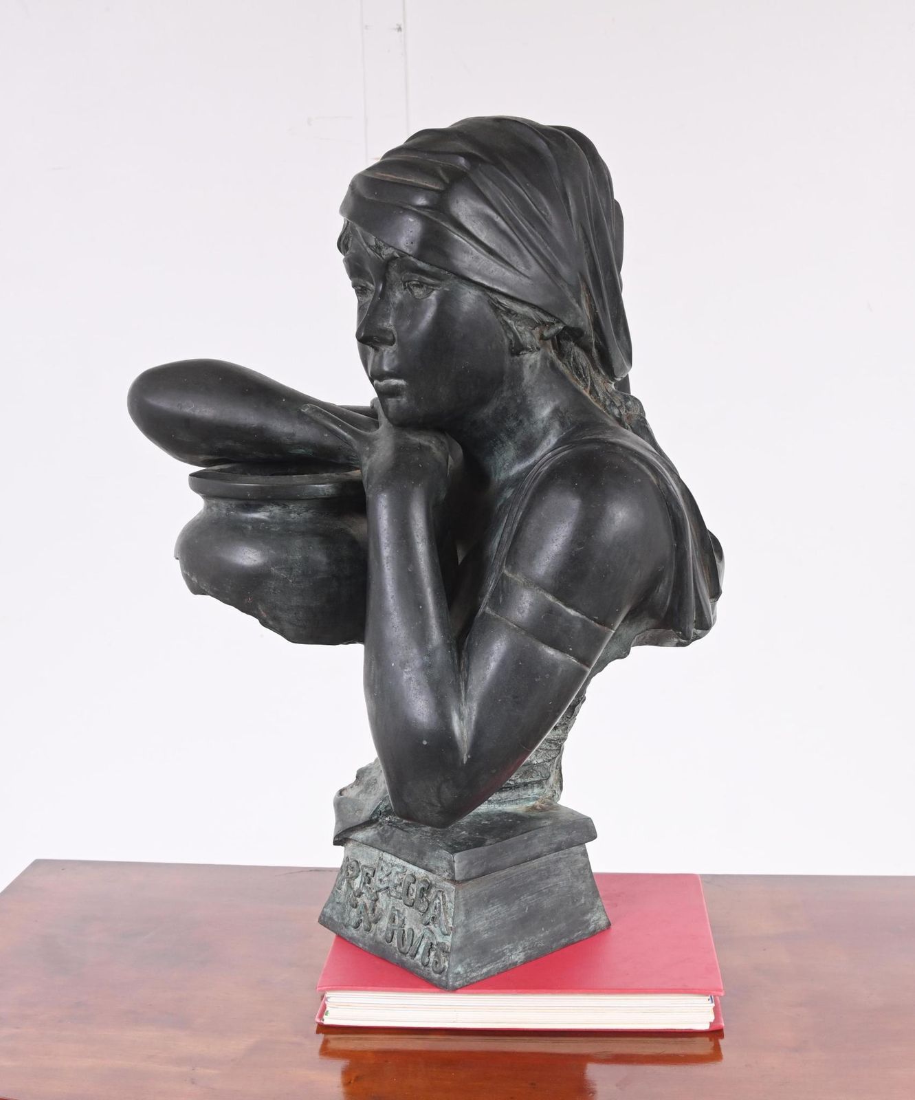 Art Nouveau Bronze Bust Rebecca Au Puits Villanis Statue Casting photo for sale