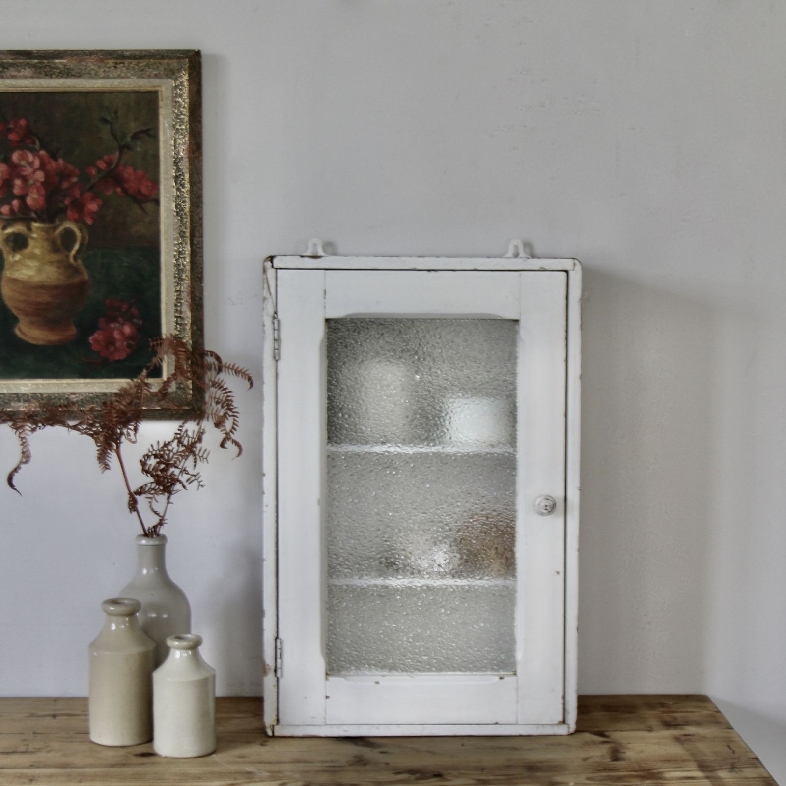 Antique French Glass Bathroom Cabinet