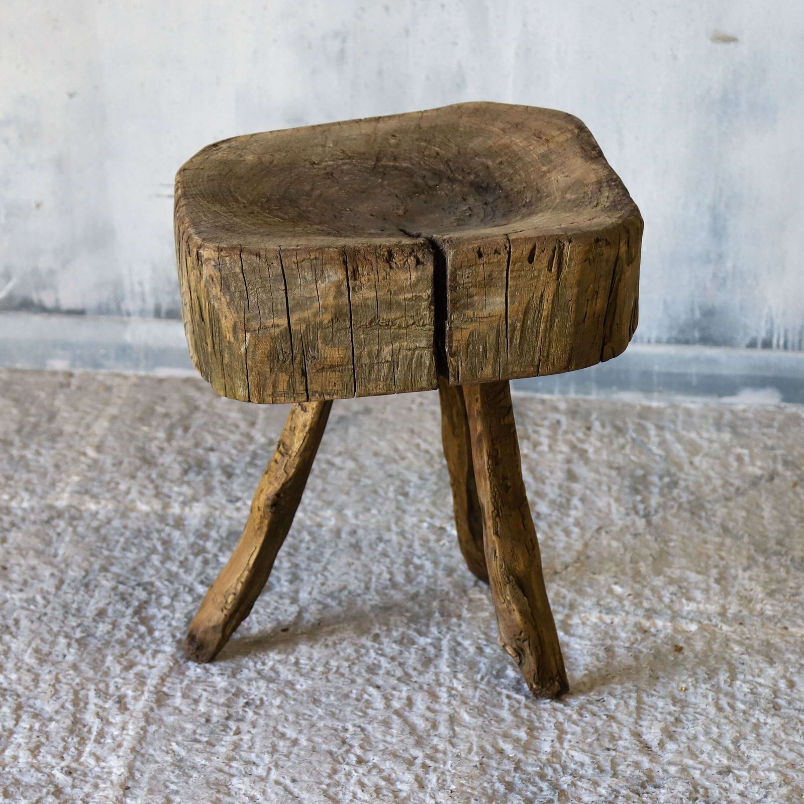 795.0 19th Century French Elm Chopping Block On Original Gnarled Legs – Vernacular Rural Style photo