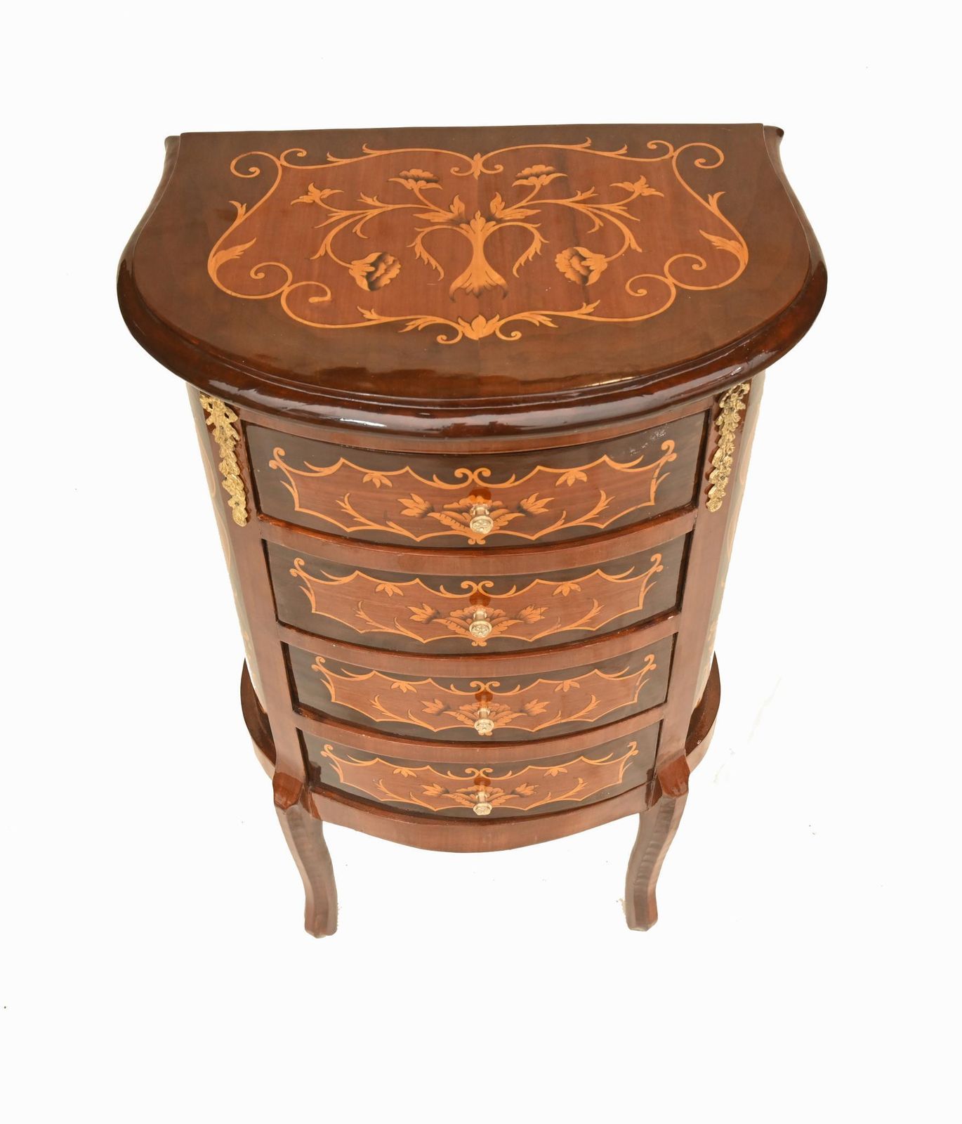 Pair French Bedside Cabinets Inlay Nightstands Louis XV Revival photo vinterior