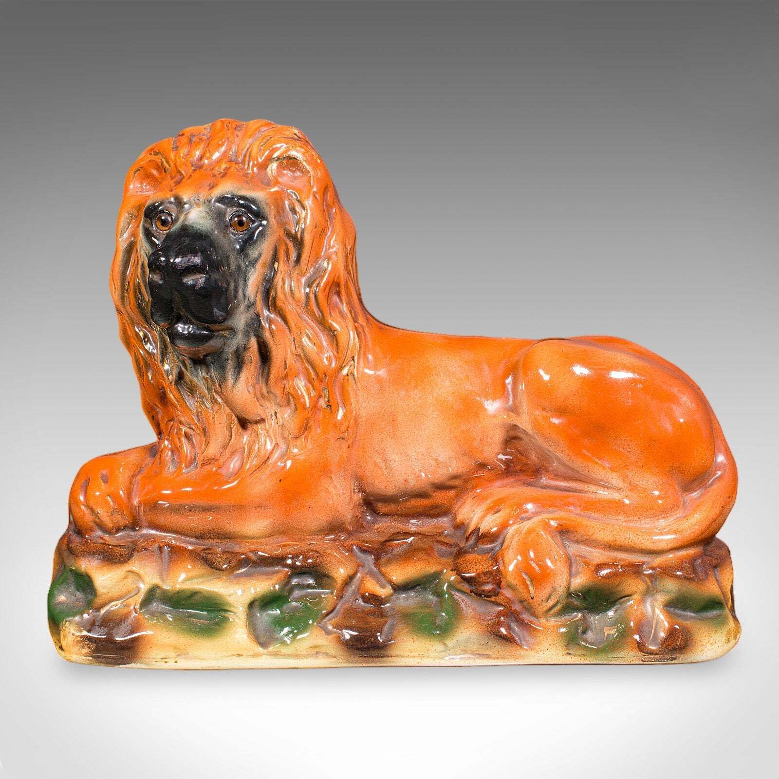 Pair Of Antique Recumbent Lions, English, Ceramic, Bookends, Victorian, C.1900 photo 912.0