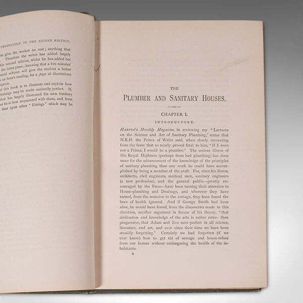 Antique Reference Book The Plumber And Sanitary Houses, English, Victorian, 1877 photo 402.0