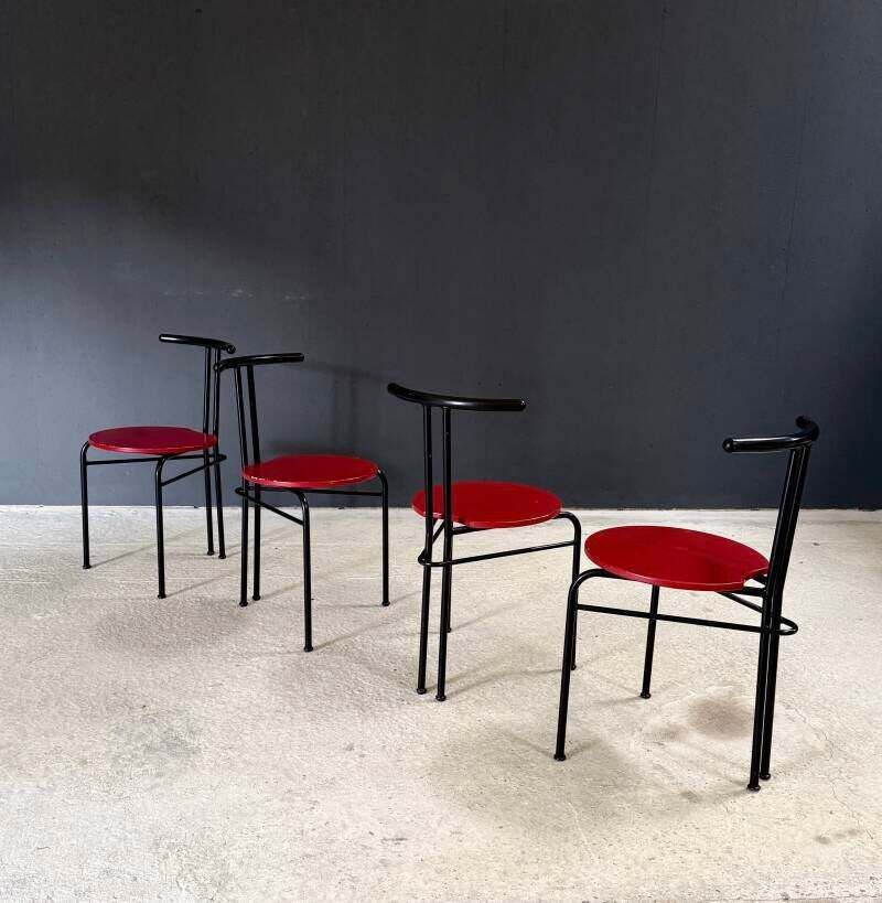 Postmodern Design Slanke Eetkamerstoelen, Italië Ca. Jaren 1980 photo Meubels